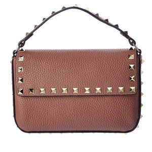 Valentino Rockstud Top Handle Shoulder Bag Pink Leather